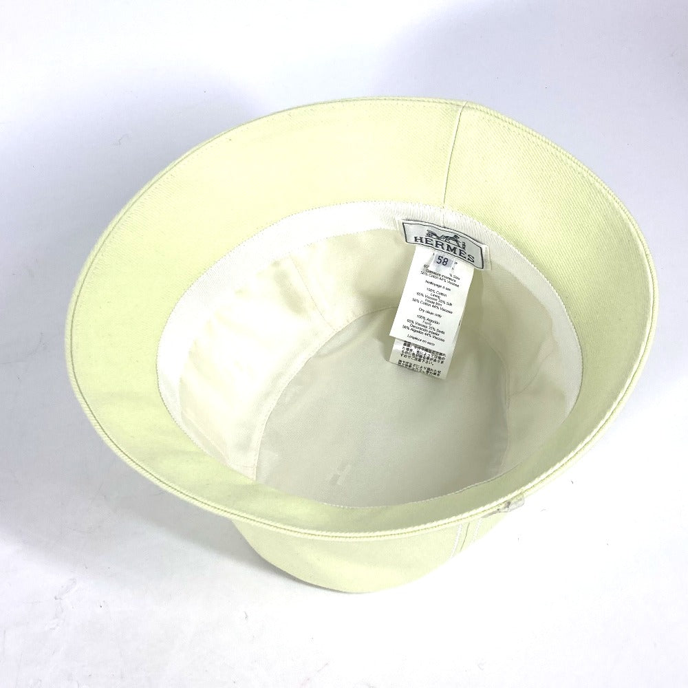 HERMES hat cotton Light green type stitch Serie logo Women 58 Used