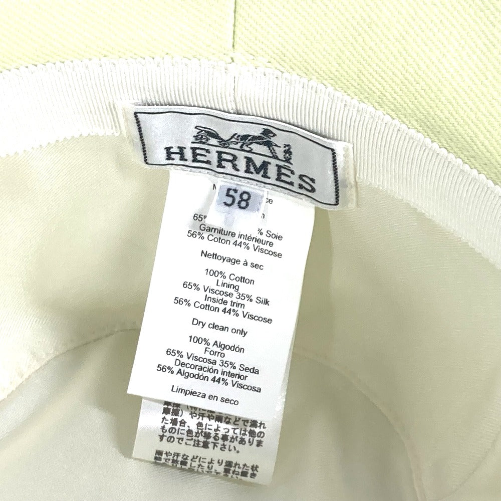 HERMES hat cotton Light green type stitch Serie logo Women 58 Used