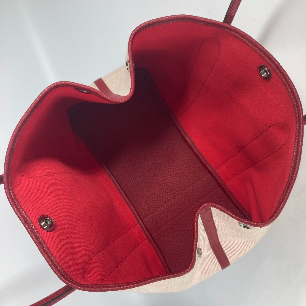 HERMES Tote Bag Toile H, Negonda Red type Shoulder Bag Shoulder Bag Garden party PM Women Used