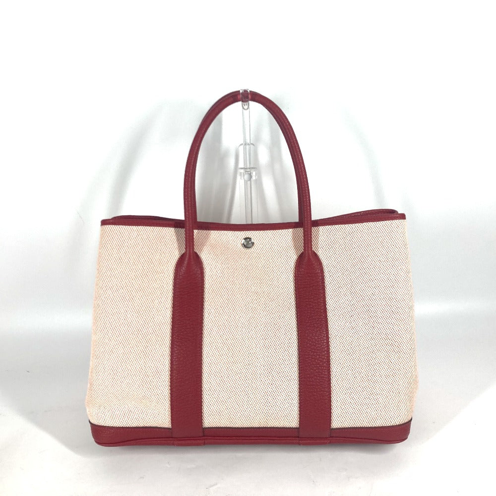 HERMES Tote Bag Toile H, Negonda Red type Shoulder Bag Shoulder Bag Garden party PM Women Used