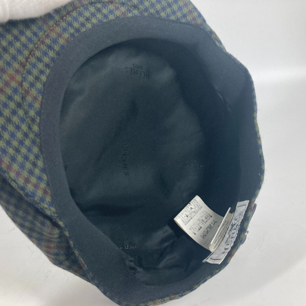 HERMES hunting 062014N wool khaki apparel check Women 56 Used