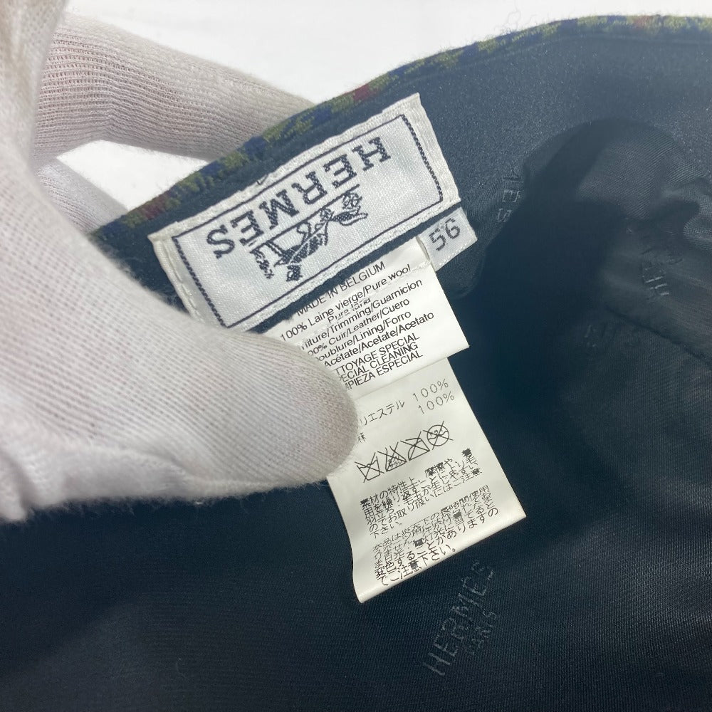 HERMES hunting 062014N wool khaki apparel check Women 56 Used