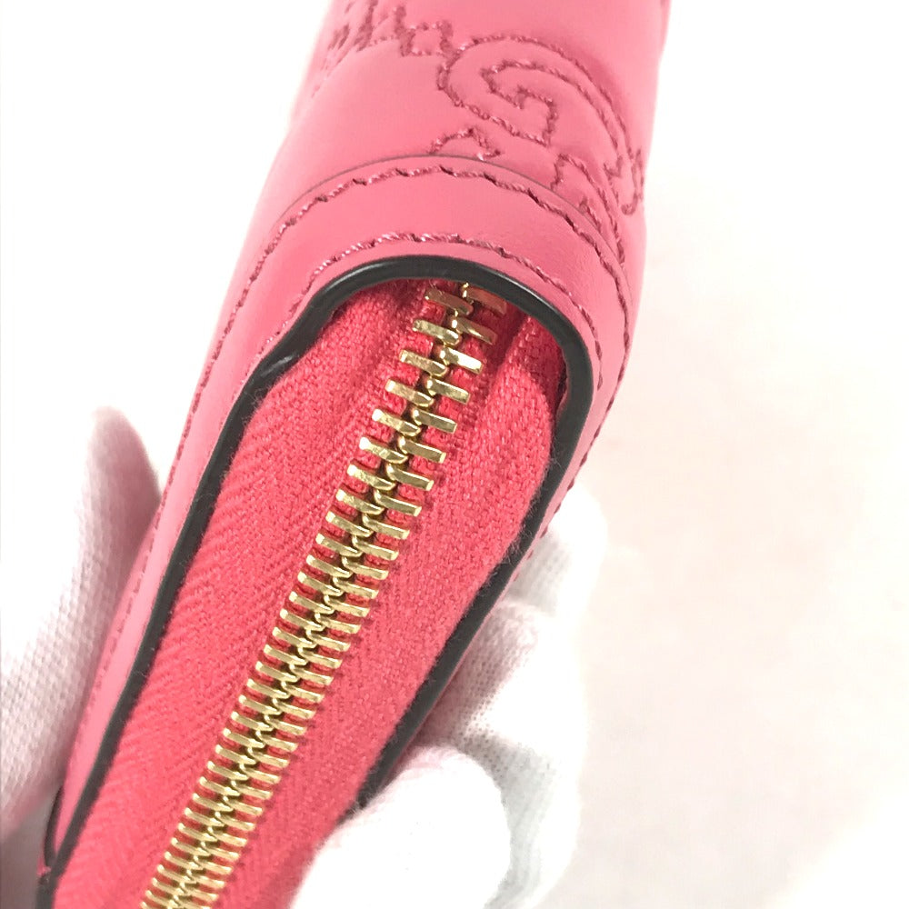 GUCCI Long Wallet Purse 723784 leather pink GG Marmont GG Matelasse Zip Around Wallet Women Used