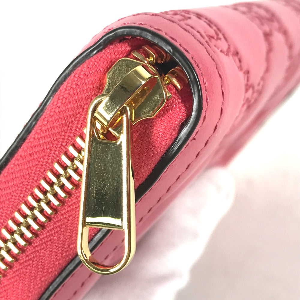 GUCCI Long Wallet Purse 723784 leather pink GG Marmont GG Matelasse Zip Around Wallet Women Used