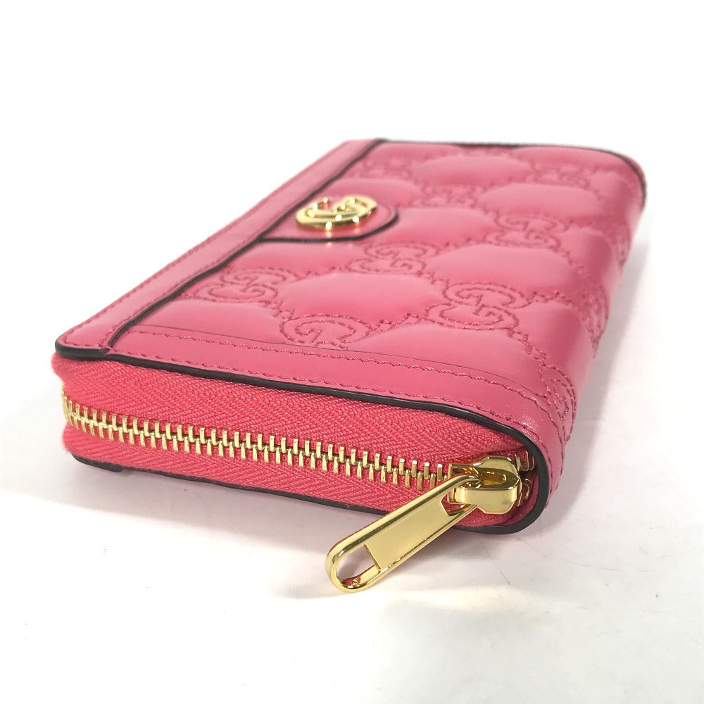 GUCCI Long Wallet Purse 723784 leather pink GG Marmont GG Matelasse Zip Around Wallet Women Used