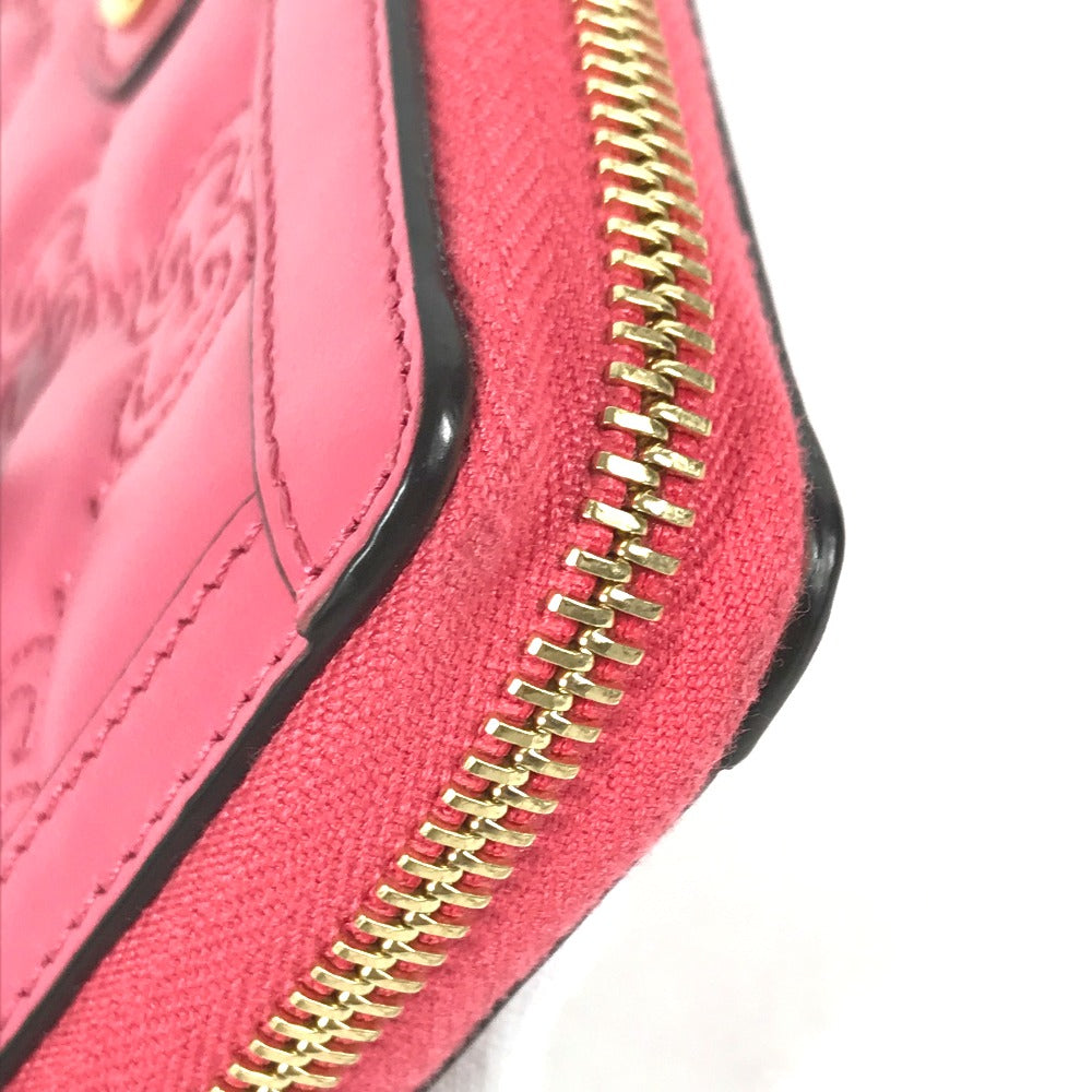 GUCCI Long Wallet Purse 723784 leather pink GG Marmont GG Matelasse Zip Around Wallet Women Used