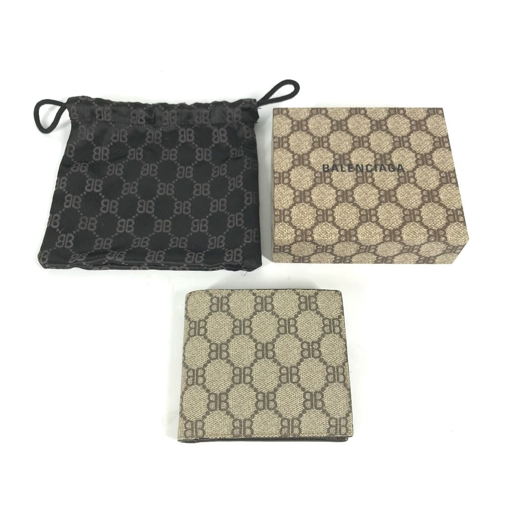 GUCCI Folded wallet 680403 GG Supreme Canvas beige BALENCIAGA Balenciaga collaboration The Hacker Project mens Used