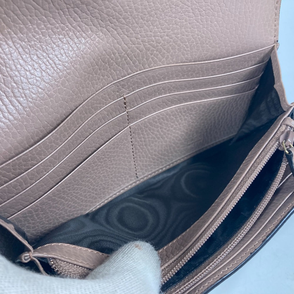 GUCCI Long Wallet Purse 456116 GG Supreme Canvas pink beige GG Supreme Double G Leather Continental Wallet Women Used
