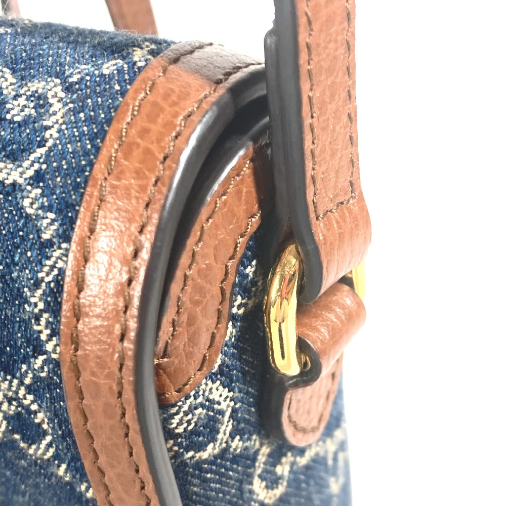 GUCCI Shoulder Bag 625615 Denim, Leather Blue x brown GG denim Horsebit 1955 mini bag Women Used
