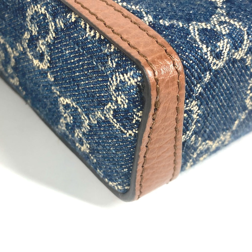 GUCCI Shoulder Bag 625615 Denim, Leather Blue x brown GG denim Horsebit 1955 mini bag Women Used
