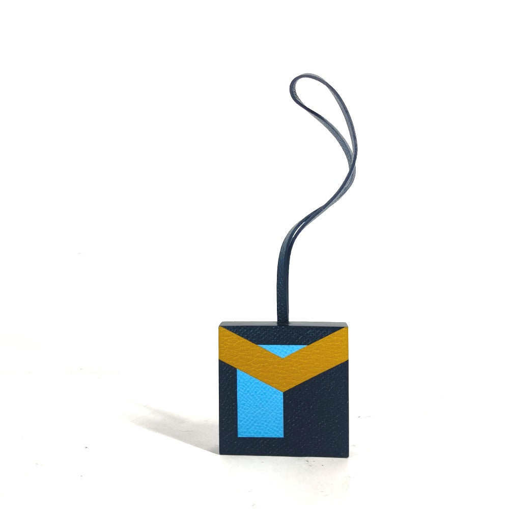 HERMES charm Epsom, Chevre Black Navy type key ring Let's Make a Friend Y Women(Unisex) Used