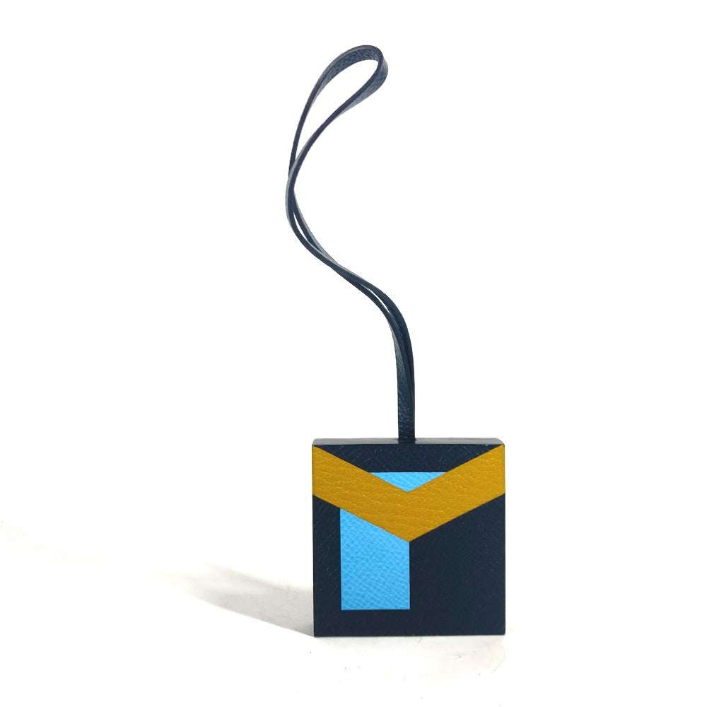HERMES charm Epsom, Chevre Black Navy type key ring Let's Make a Friend Y Women(Unisex) Used