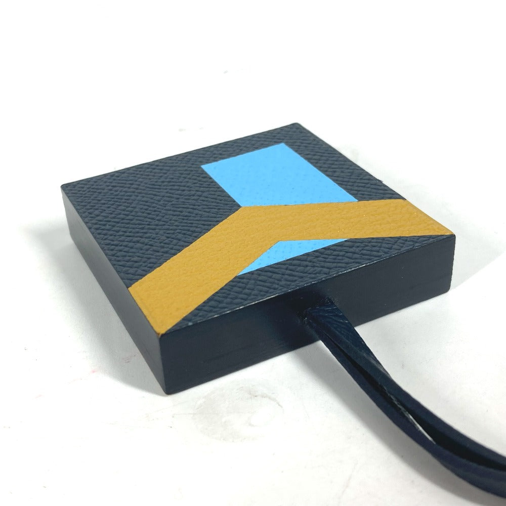 HERMES charm Epsom, Chevre Black Navy type key ring Let's Make a Friend Y Women(Unisex) Used