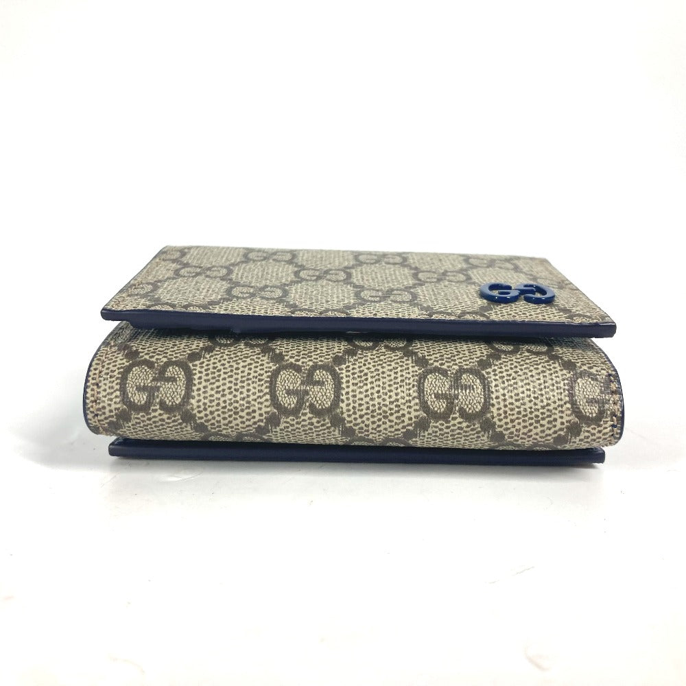 GUCCI Trifold wallet 769225 GG Supreme Canvas Beige x blue GG Supreme GG details mens Used