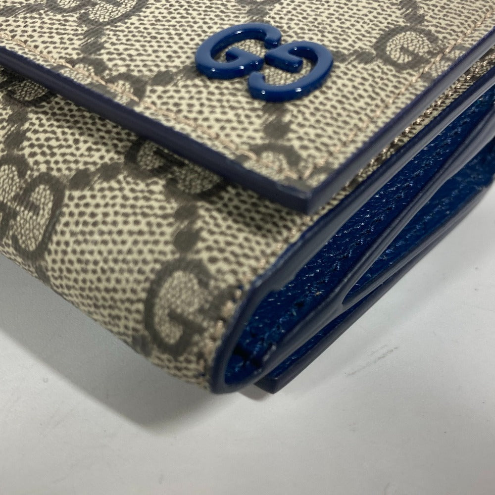 GUCCI Trifold wallet 769225 GG Supreme Canvas Beige x blue GG Supreme GG details mens Used