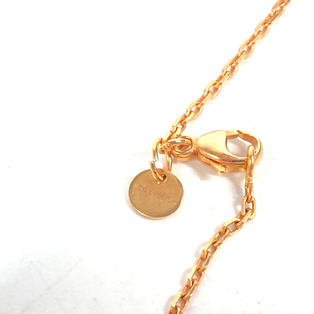 HERMES Necklace Metal, Leather Gray x Pink Gold Heart Chain Asdu Cool PM Women Used