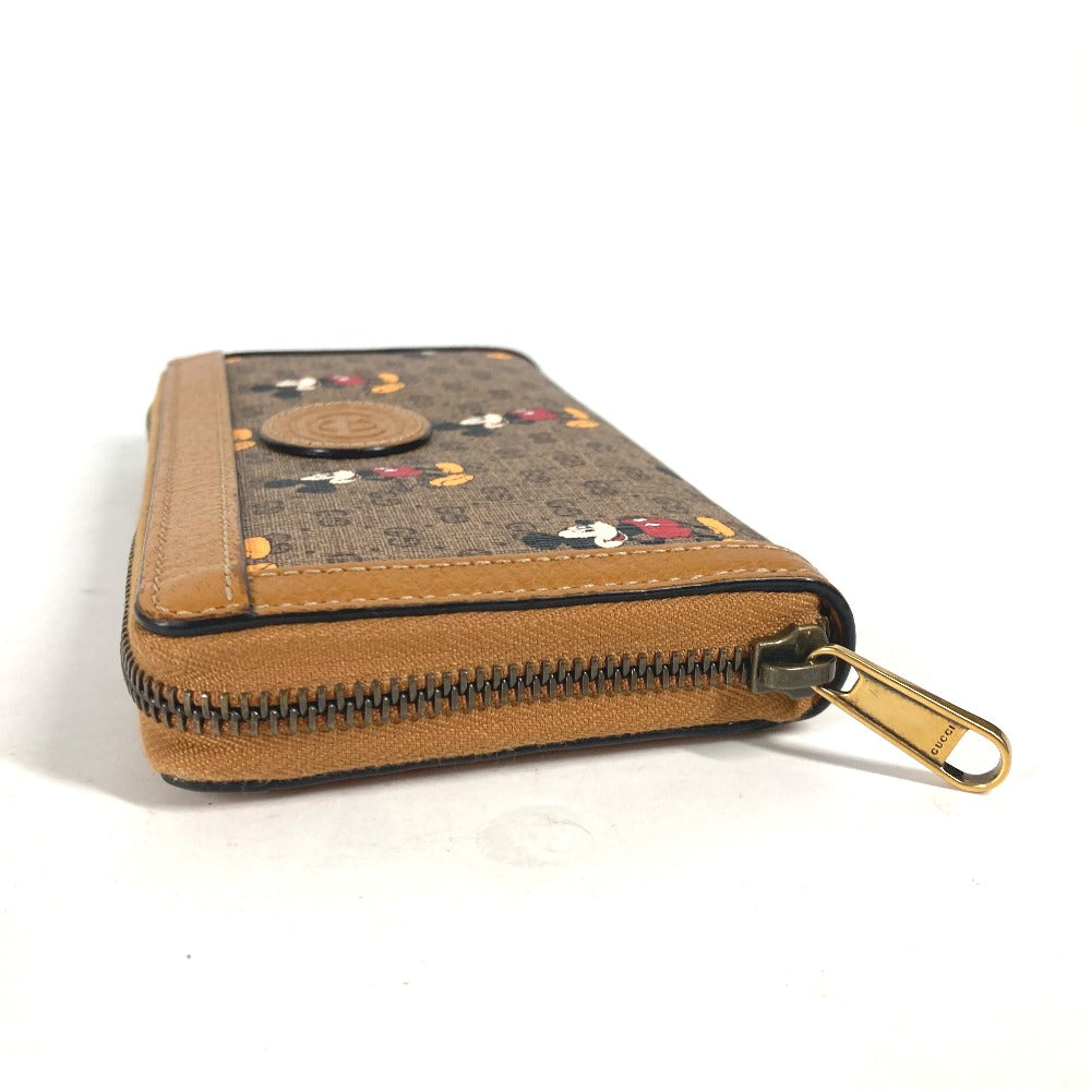 GUCCI Long Wallet Purse 602532 GG Supreme Canvas Beige x brown Mini GG Supreme DISNEY Disney collaboration Mickey Mouse Women Used