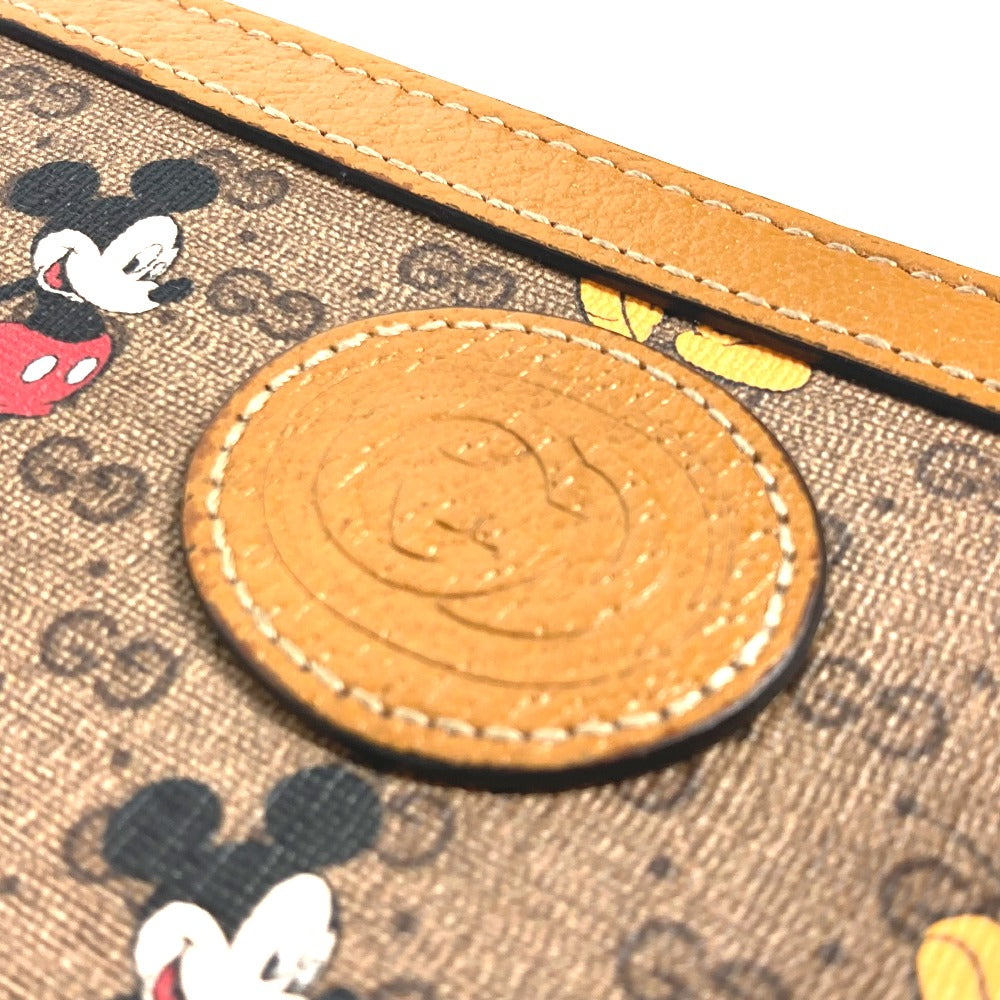 GUCCI Long Wallet Purse 602532 GG Supreme Canvas Beige x brown Mini GG Supreme DISNEY Disney collaboration Mickey Mouse Women Used