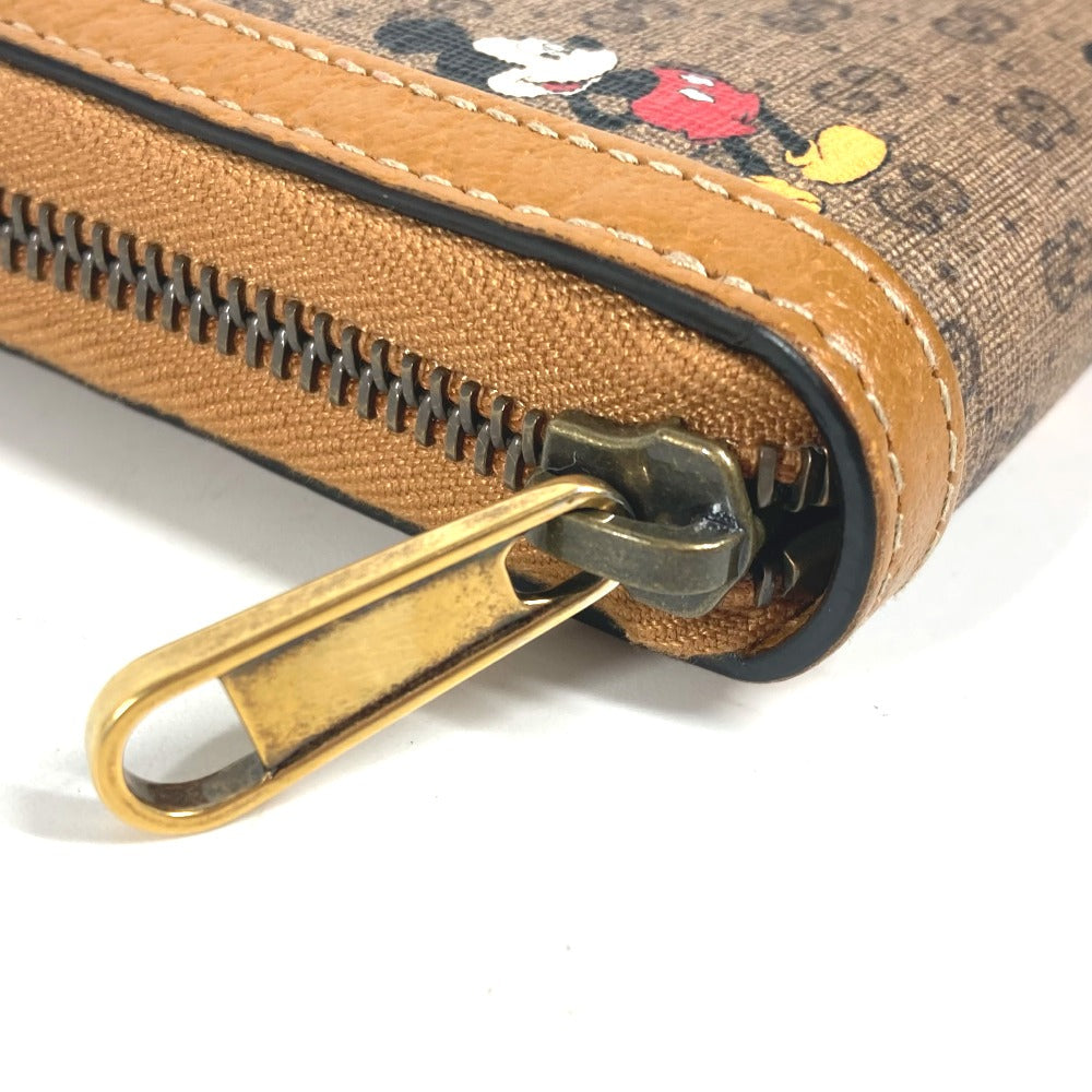 GUCCI Long Wallet Purse 602532 GG Supreme Canvas Beige x brown Mini GG Supreme DISNEY Disney collaboration Mickey Mouse Women Used