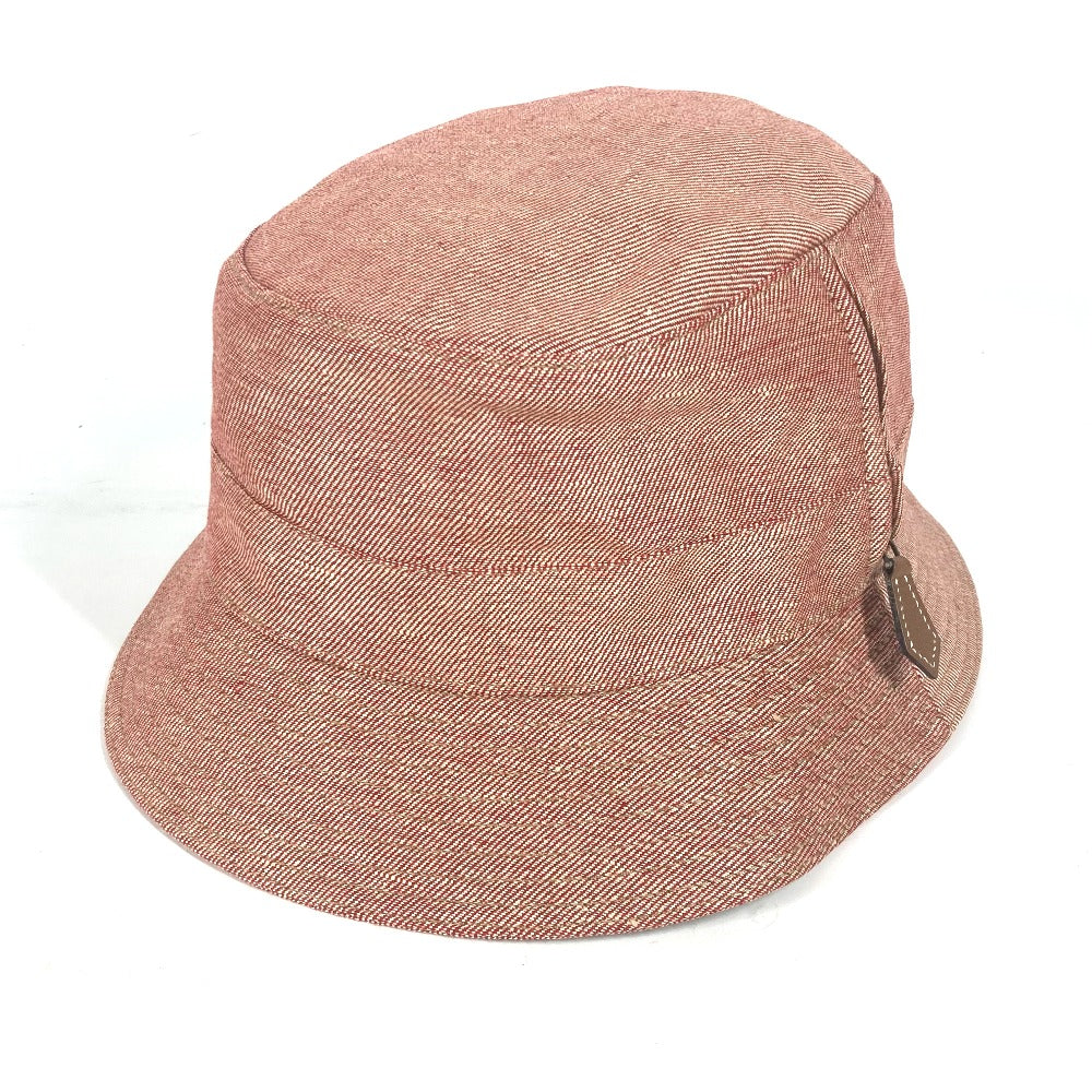 HERMES hat linen Red apparel Side zip fastener Women 58 Used