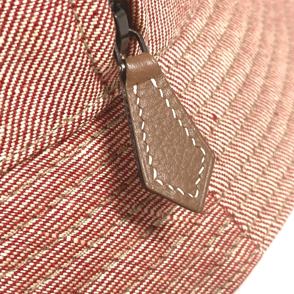 HERMES hat linen Red apparel Side zip fastener Women 58 Used