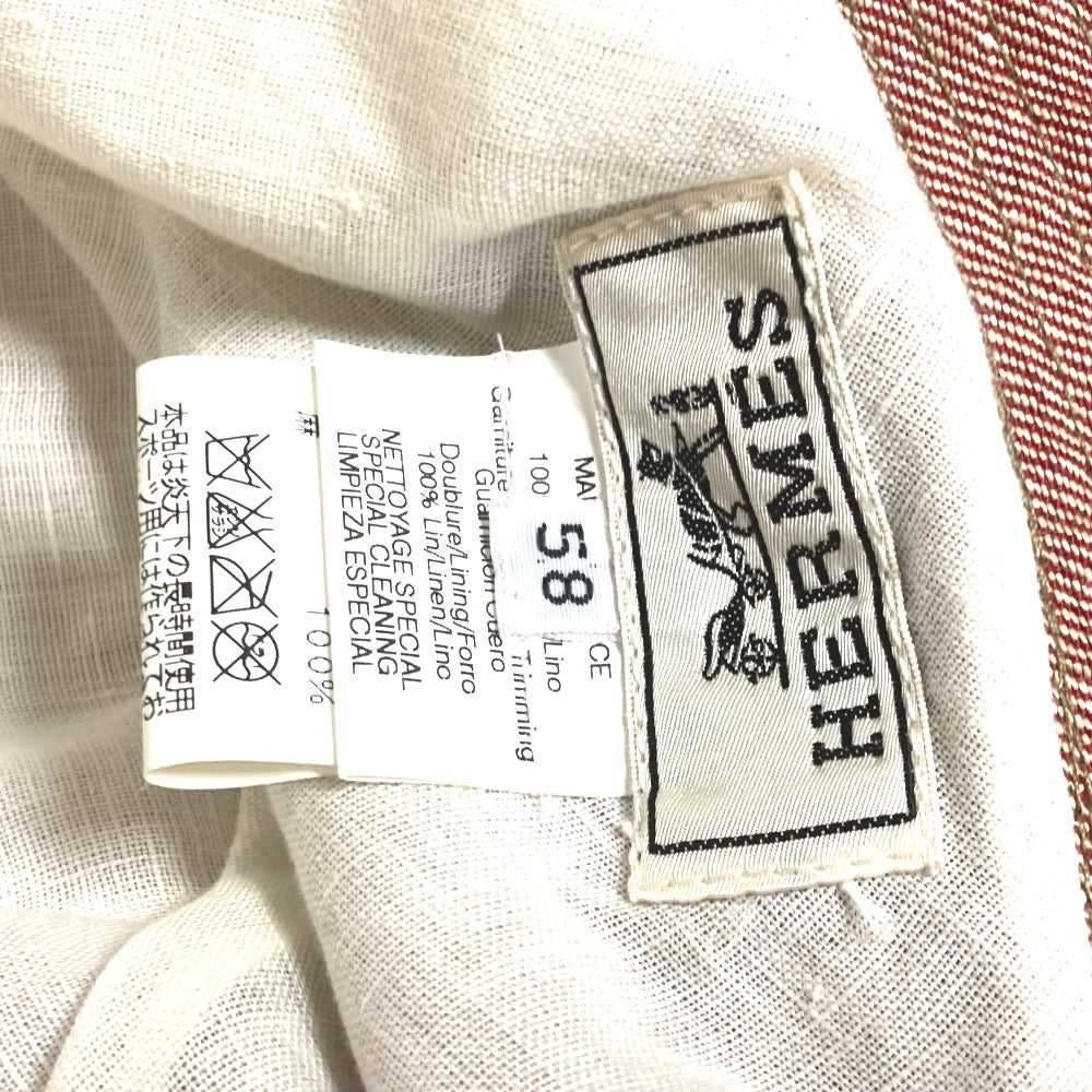HERMES hat linen Red apparel Side zip fastener Women 58 Used