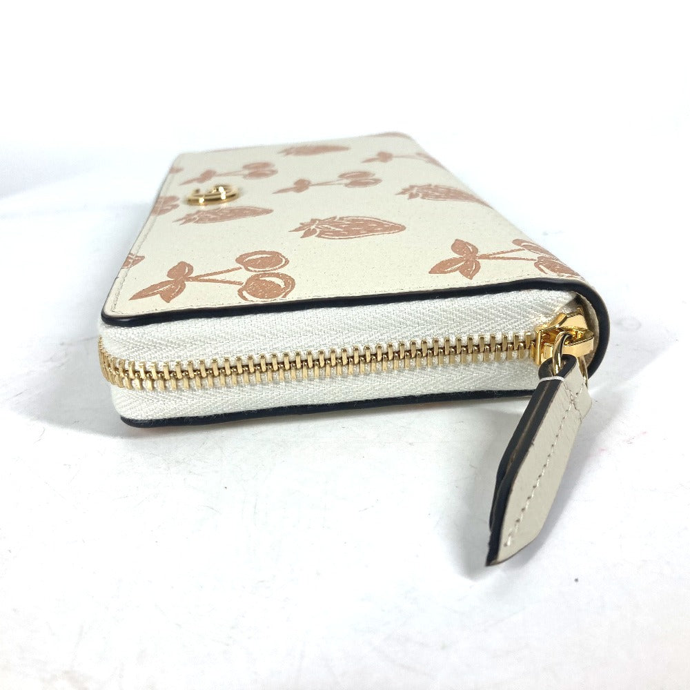 GUCCI Long Wallet Purse 456117 leather White x pink GG Marmont Cherry Strawberry Valentine Women Used