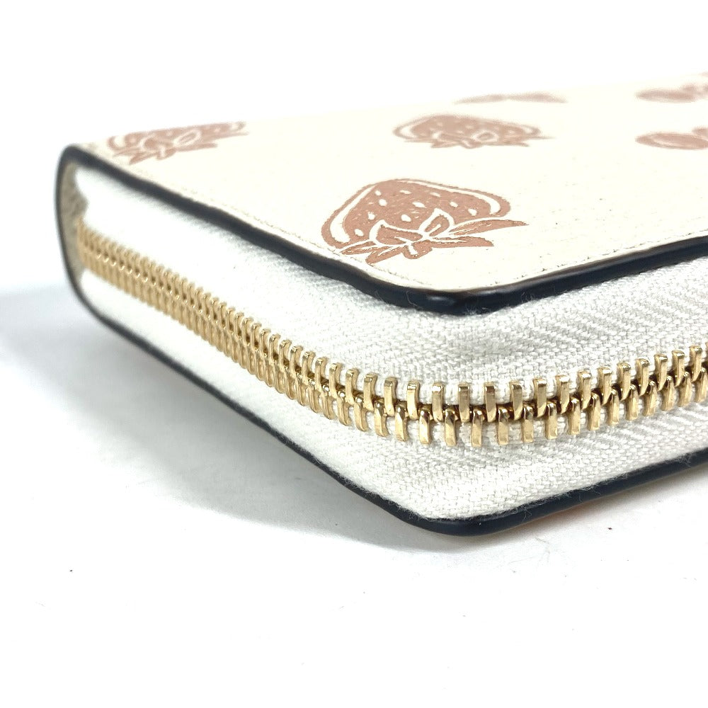 GUCCI Long Wallet Purse 456117 leather White x pink GG Marmont Cherry Strawberry Valentine Women Used