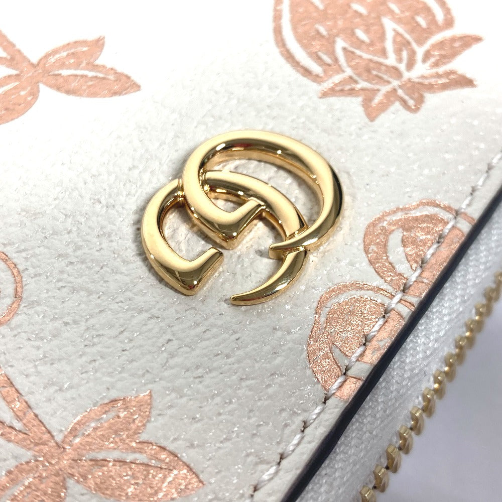 GUCCI Long Wallet Purse 456117 leather White x pink GG Marmont Cherry Strawberry Valentine Women Used