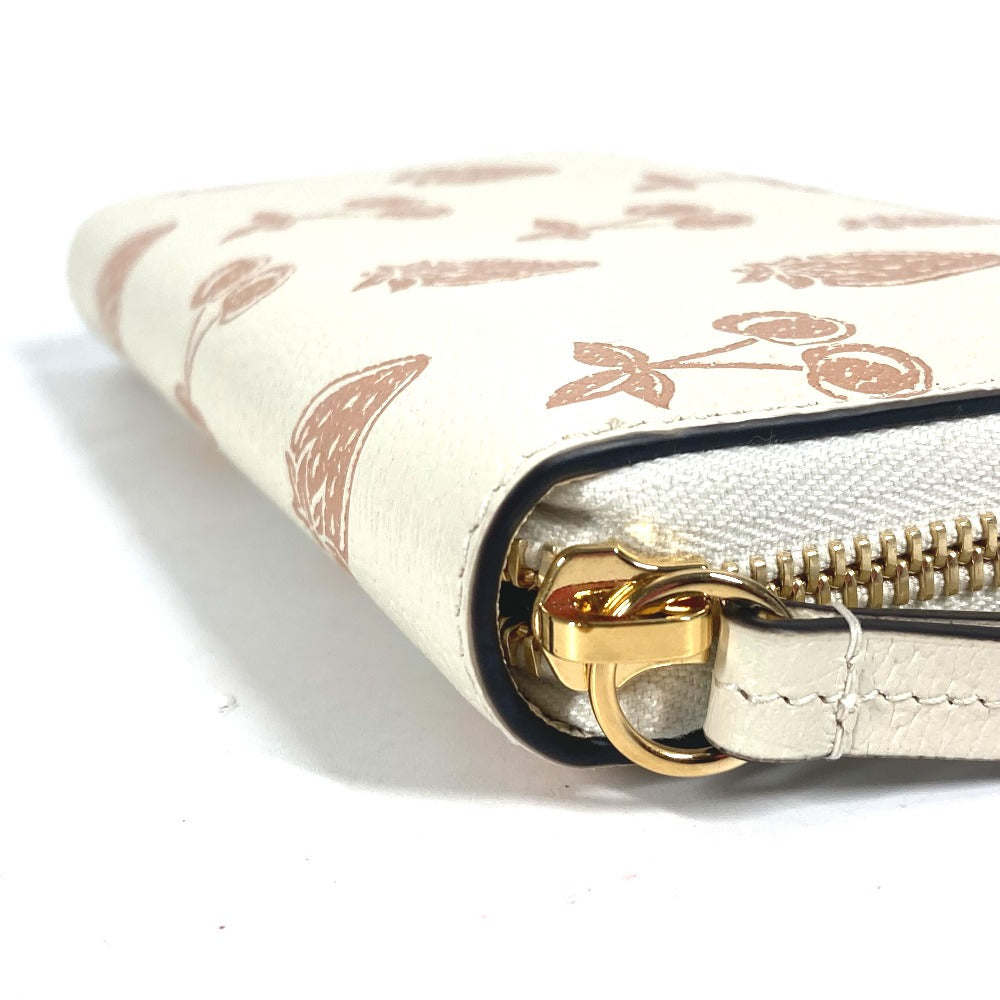 GUCCI Long Wallet Purse 456117 leather White x pink GG Marmont Cherry Strawberry Valentine Women Used