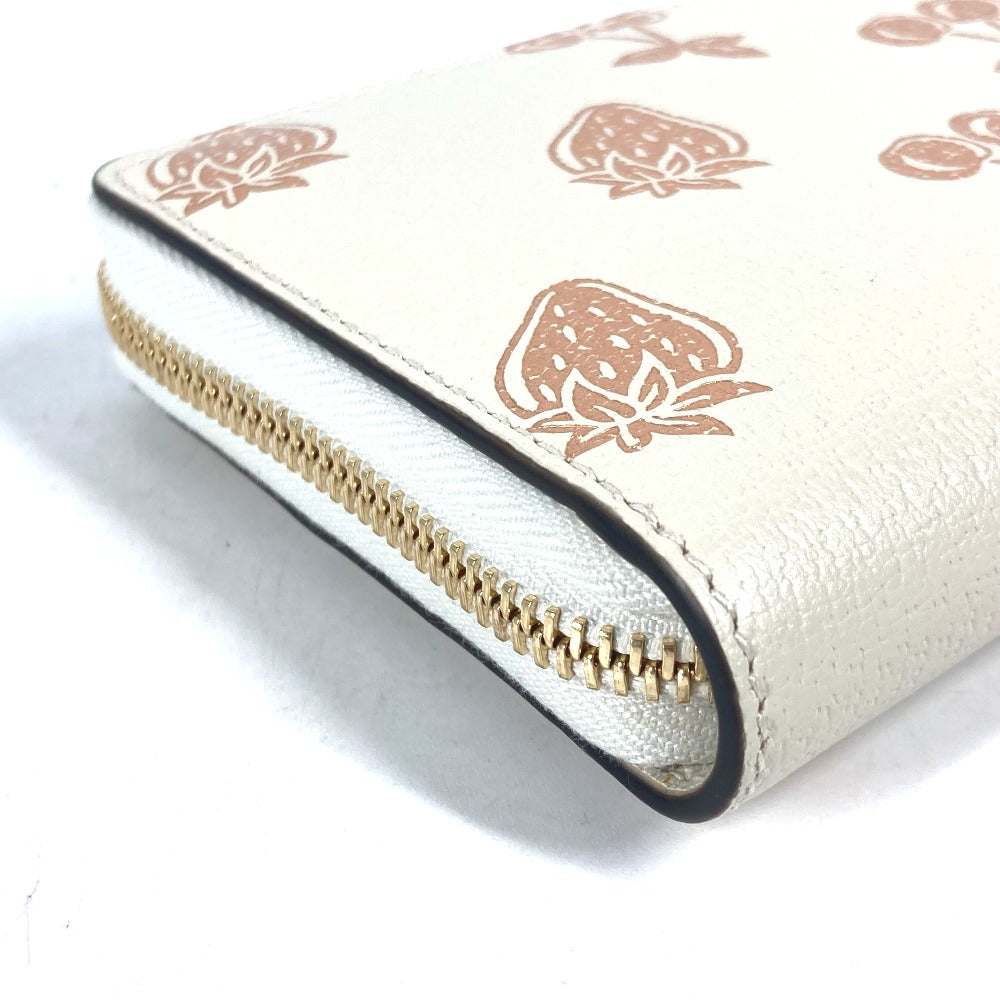 GUCCI Long Wallet Purse 456117 leather White x pink GG Marmont Cherry Strawberry Valentine Women Used