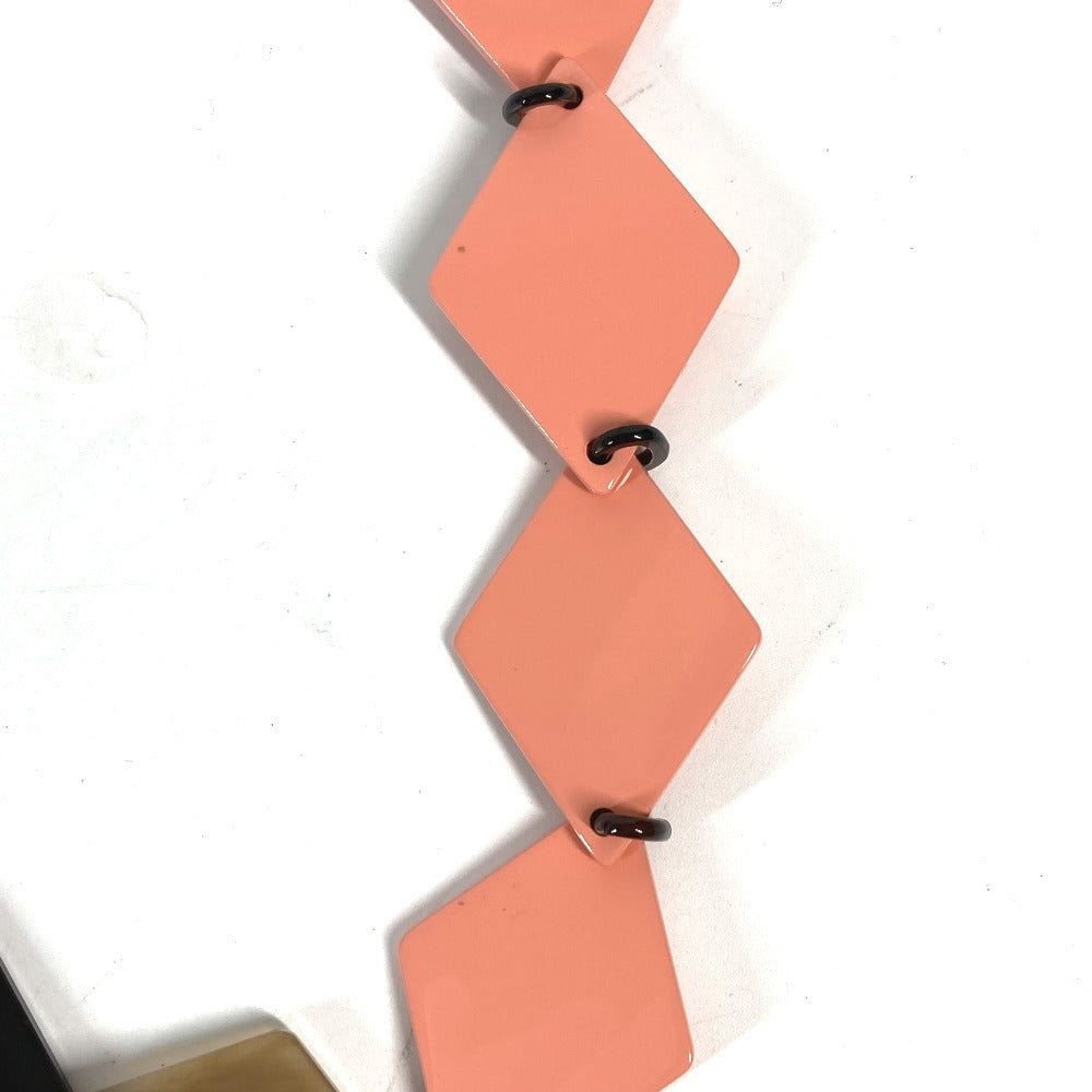 HERMES Necklace Lacquer, Buffalo Horn Brown x pink Long necklace Women Used