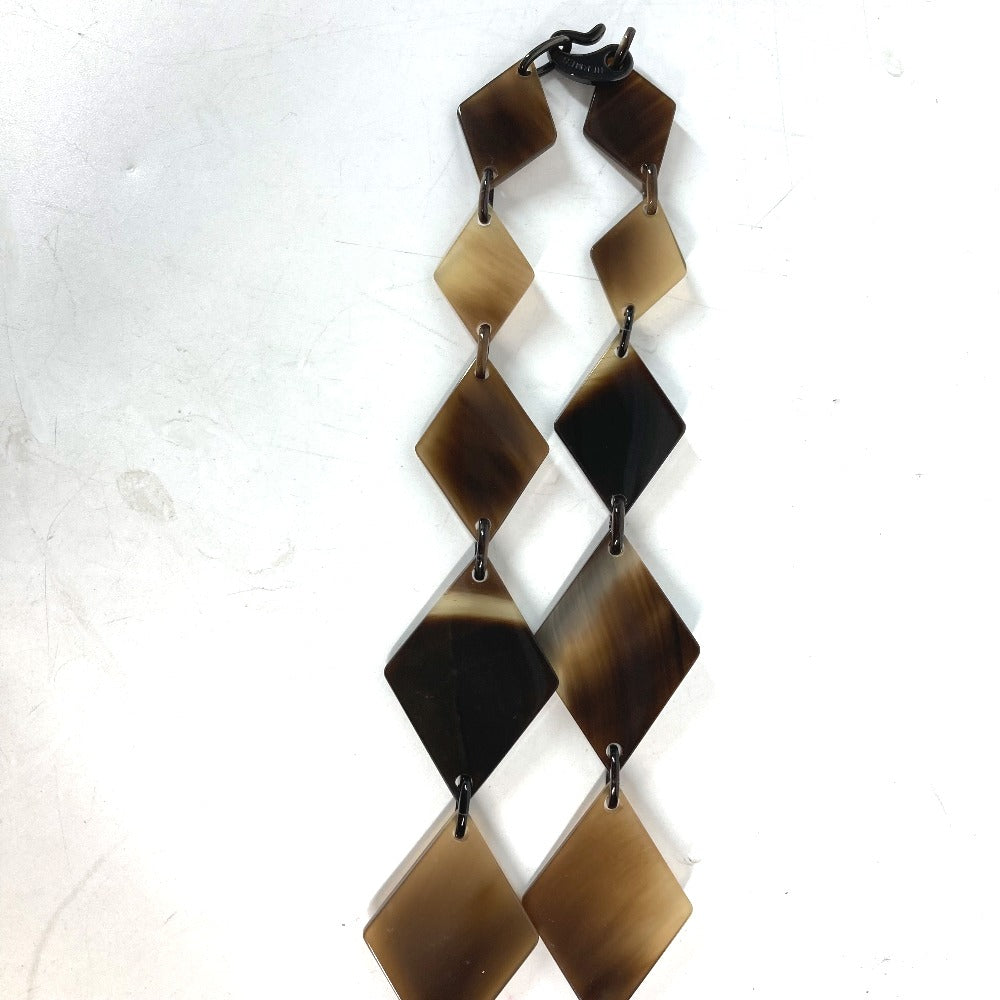 HERMES Necklace Lacquer, Buffalo Horn Brown x pink Long necklace Women Used