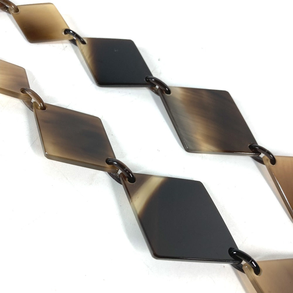 HERMES Necklace Lacquer, Buffalo Horn Brown x pink Long necklace Women Used