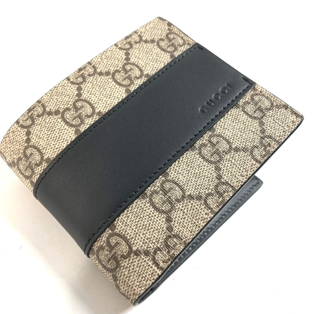 GUCCI Folded wallet 451240 GG Supreme Canvas Black x beige GG Supreme Eden mens Used
