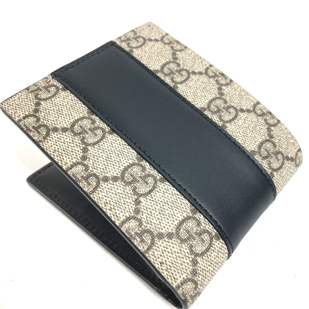 GUCCI Folded wallet 451240 GG Supreme Canvas Black x beige GG Supreme Eden mens Used