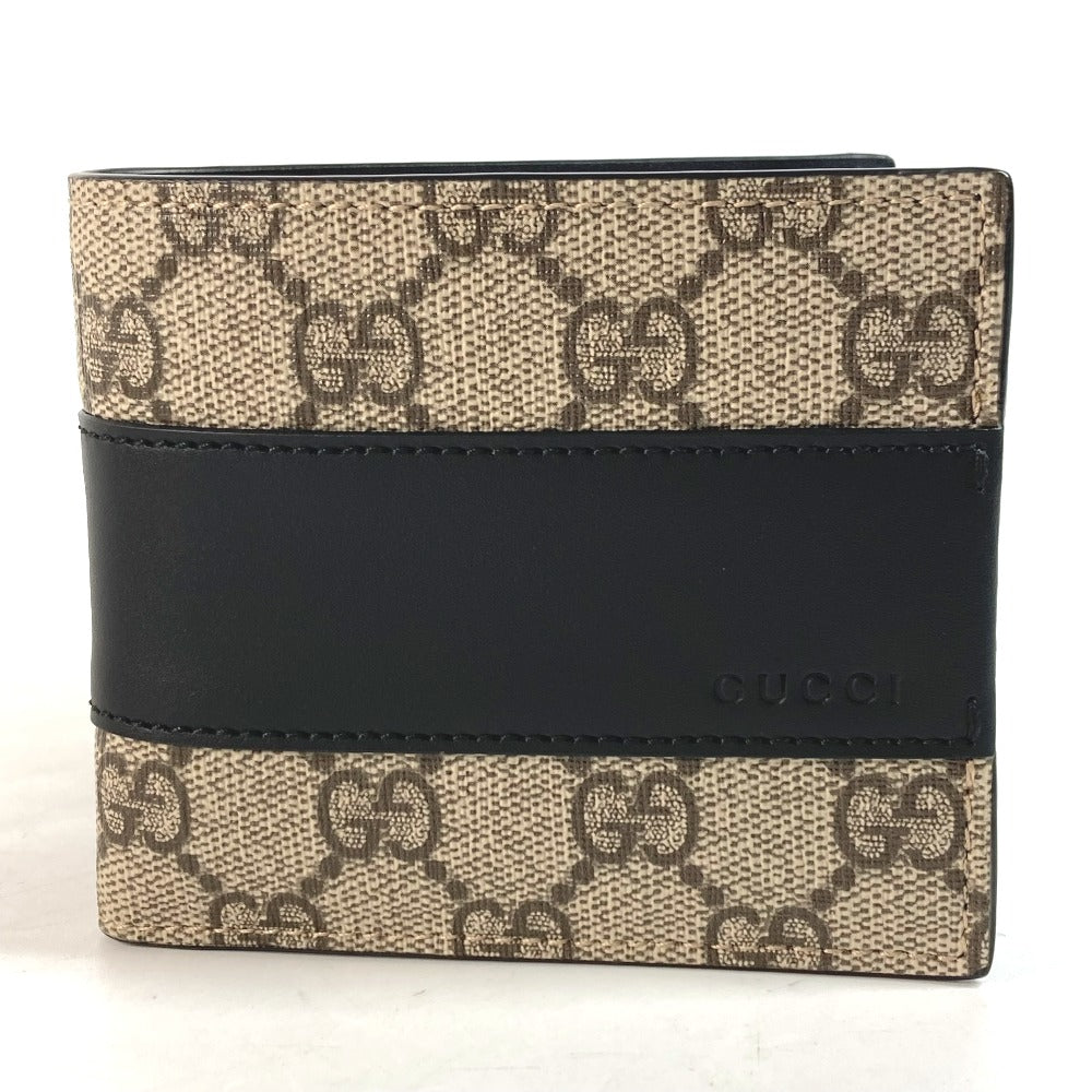 GUCCI Folded wallet 451240 GG Supreme Canvas Black x beige GG Supreme Eden mens Used