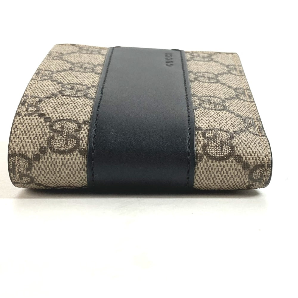 GUCCI Folded wallet 451240 GG Supreme Canvas Black x beige GG Supreme Eden mens Used