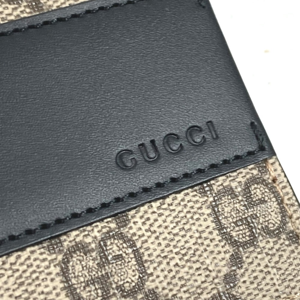 GUCCI Folded wallet 451240 GG Supreme Canvas Black x beige GG Supreme Eden mens Used