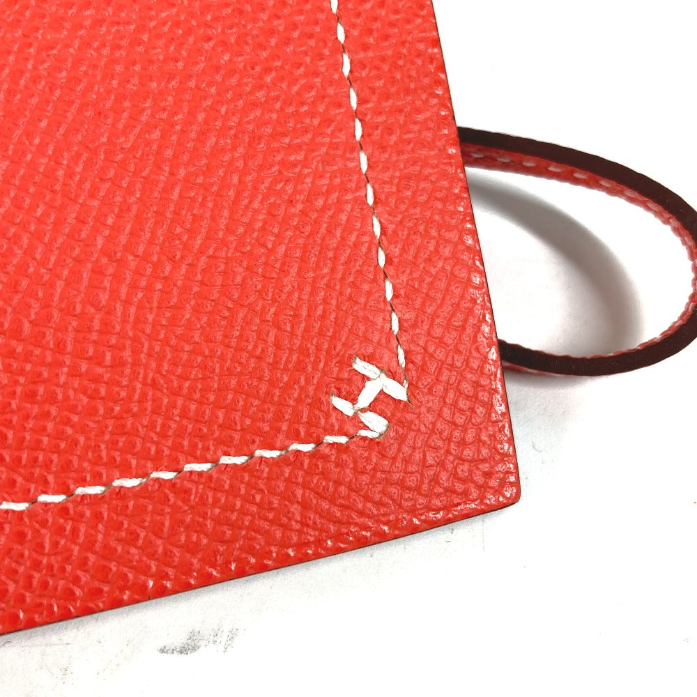 HERMES glasses case Calfskin Orange strap Hserie Women Used