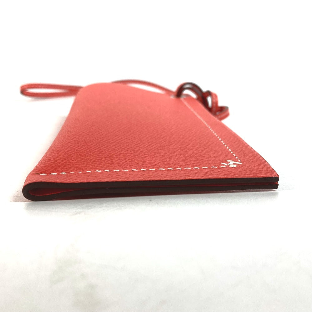 HERMES glasses case Calfskin Orange strap Hserie Women Used