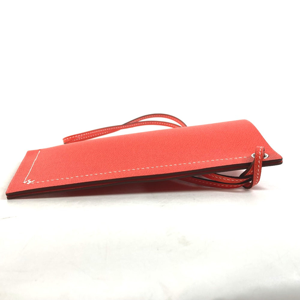 HERMES glasses case Calfskin Orange strap Hserie Women Used