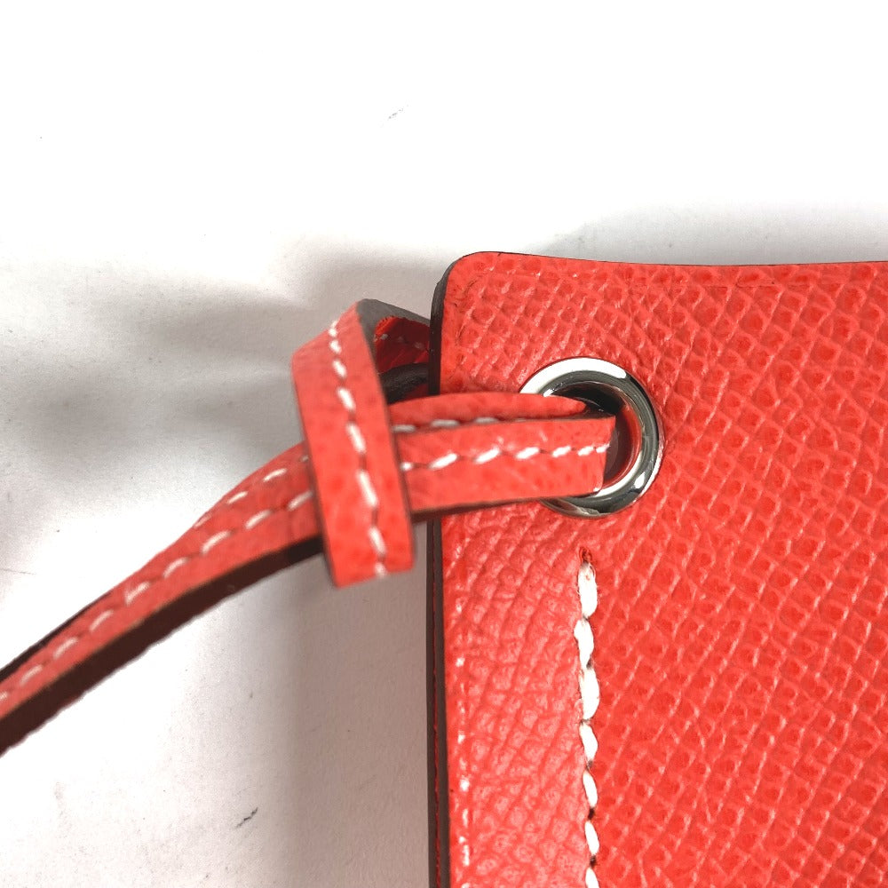 HERMES glasses case Calfskin Orange strap Hserie Women Used
