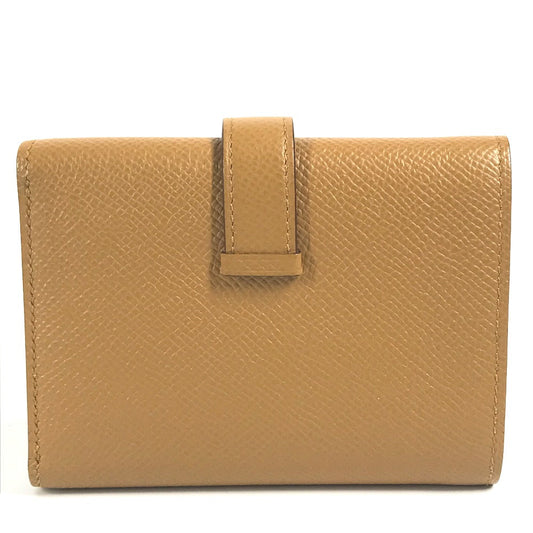 HERMES Trifold wallet Epsom Brown x light blue H logo bicolor Bean combine