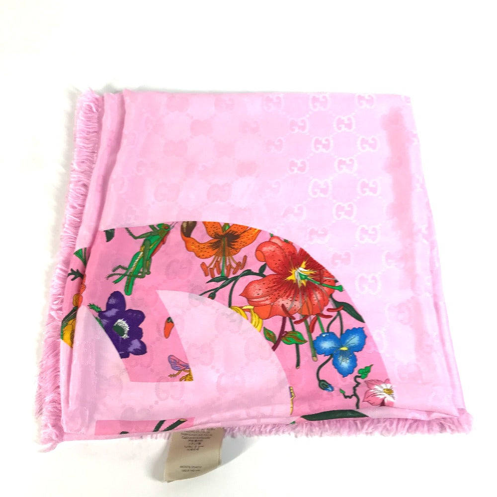 GUCCI shawl 663676  Silk, Rayon pink Floral GG logo Flora Women Used