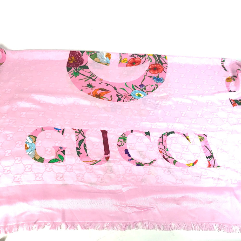 GUCCI shawl 663676  Silk, Rayon pink Floral GG logo Flora Women Used