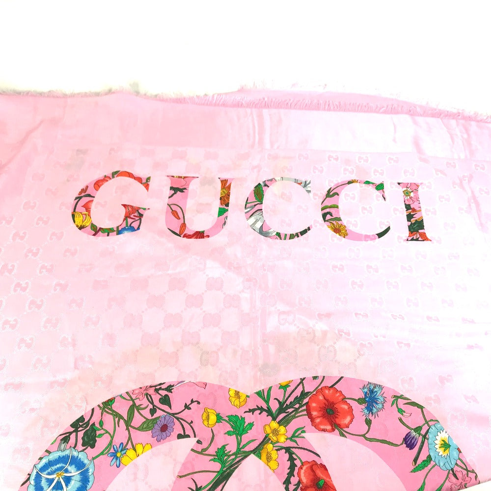 GUCCI shawl 663676  Silk, Rayon pink Floral GG logo Flora Women Used