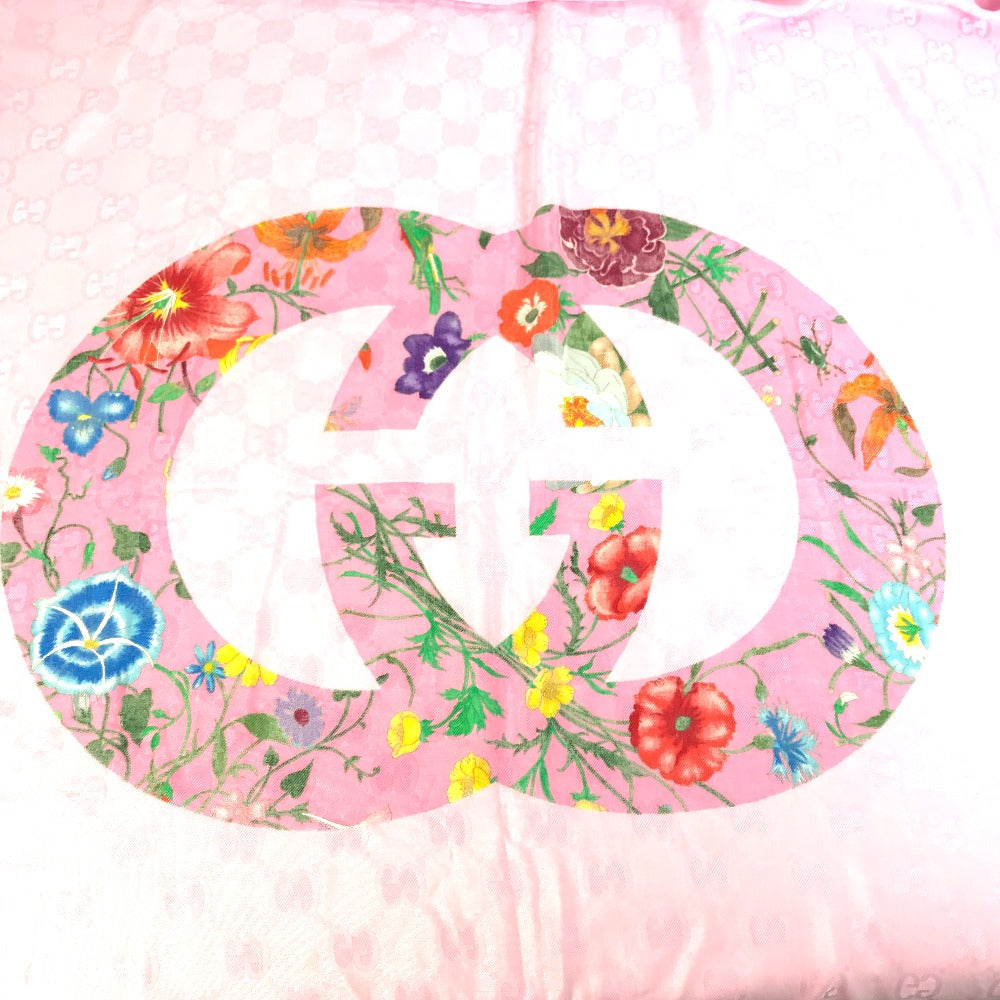GUCCI shawl 663676  Silk, Rayon pink Floral GG logo Flora Women Used