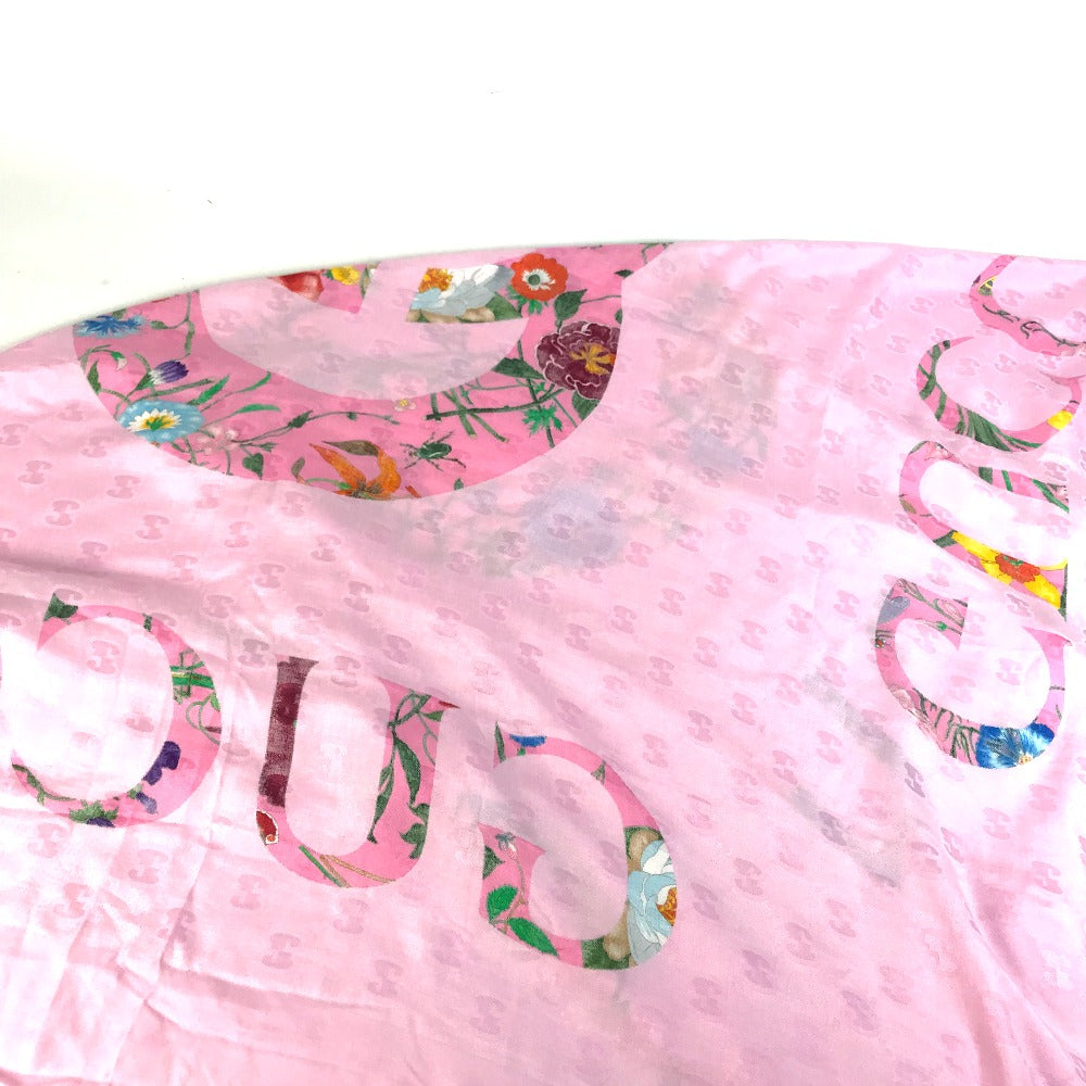 GUCCI shawl 663676  Silk, Rayon pink Floral GG logo Flora Women Used