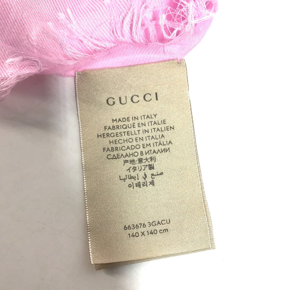 GUCCI shawl 663676  Silk, Rayon pink Floral GG logo Flora Women Used